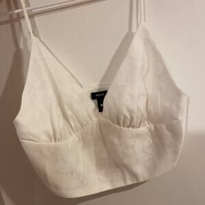 NWOT Aqua white floral Crop top size large